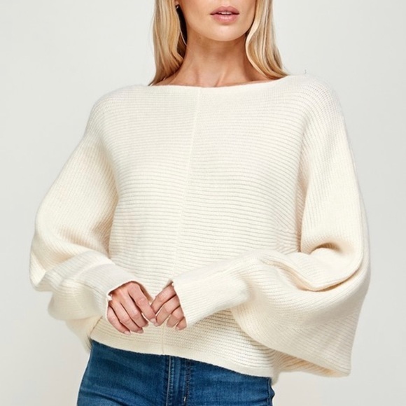 Ivory Lace Up Sweater - Picture 2 of 6